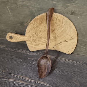 Unusual walnut wood serving and cooking spoon Handmade kitchen wooden spoon