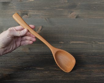 Hand Carved Beech Wood Cooking Spoon Everyday Wooden Kitchen Utensil