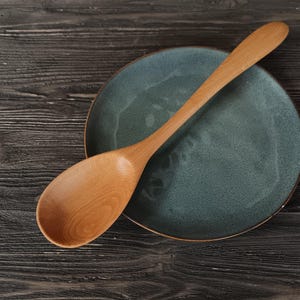 Universal cooking spoon made from beech wood Handmade kitchen wooden spoon Stirring spoon