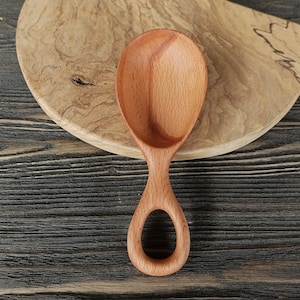 Handmade wooden scoop made of beech wood Wooden spoon Grain scoop Floor scoop Kitchen scoop  Cooking gadgets Carved wooden scoop