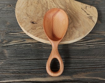 Handmade wooden scoop made of beech wood Wooden spoon Grain scoop Floor scoop Kitchen scoop  Cooking gadgets Carved wooden scoop