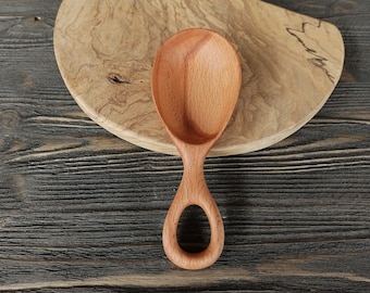 Handmade wooden scoop made of beech wood Wooden spoon Grain scoop Floor scoop Kitchen scoop  Cooking gadgets Carved wooden scoop