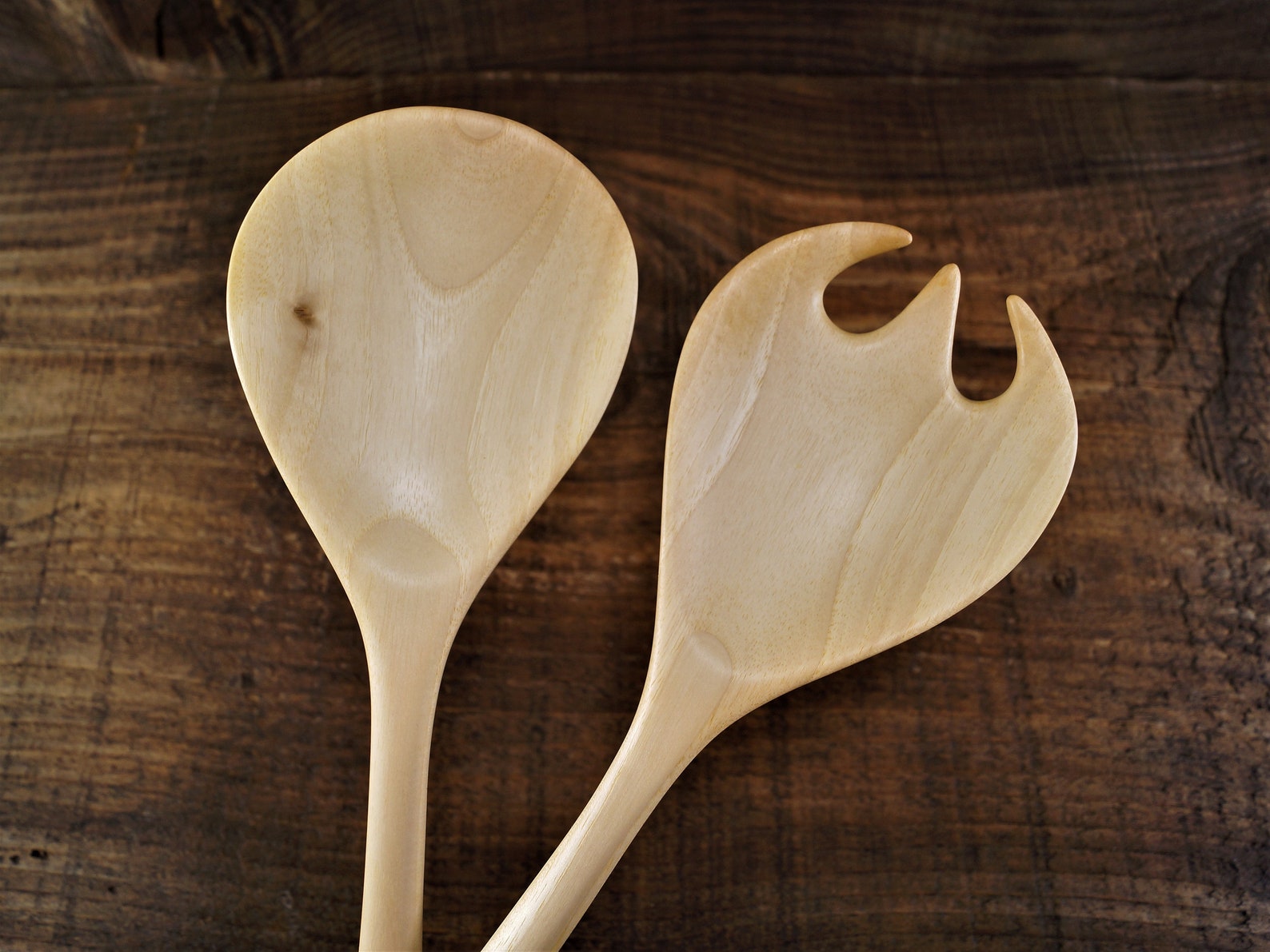 Wooden Salad Server Set Wooden Spoon Wooden Fork Wood Pasta Etsy