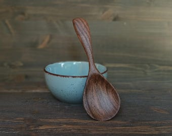 Unique short cooking spoon Handcrafted walnut wood