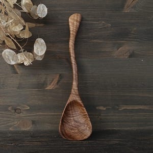 Original cooking spoon made from walnut wood Handmade kitchen wooden spoon Stirring spoon