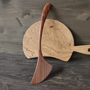 Original handmade wooden stirrer spatula made from walnut wood Kitchen cooking stirring spatula