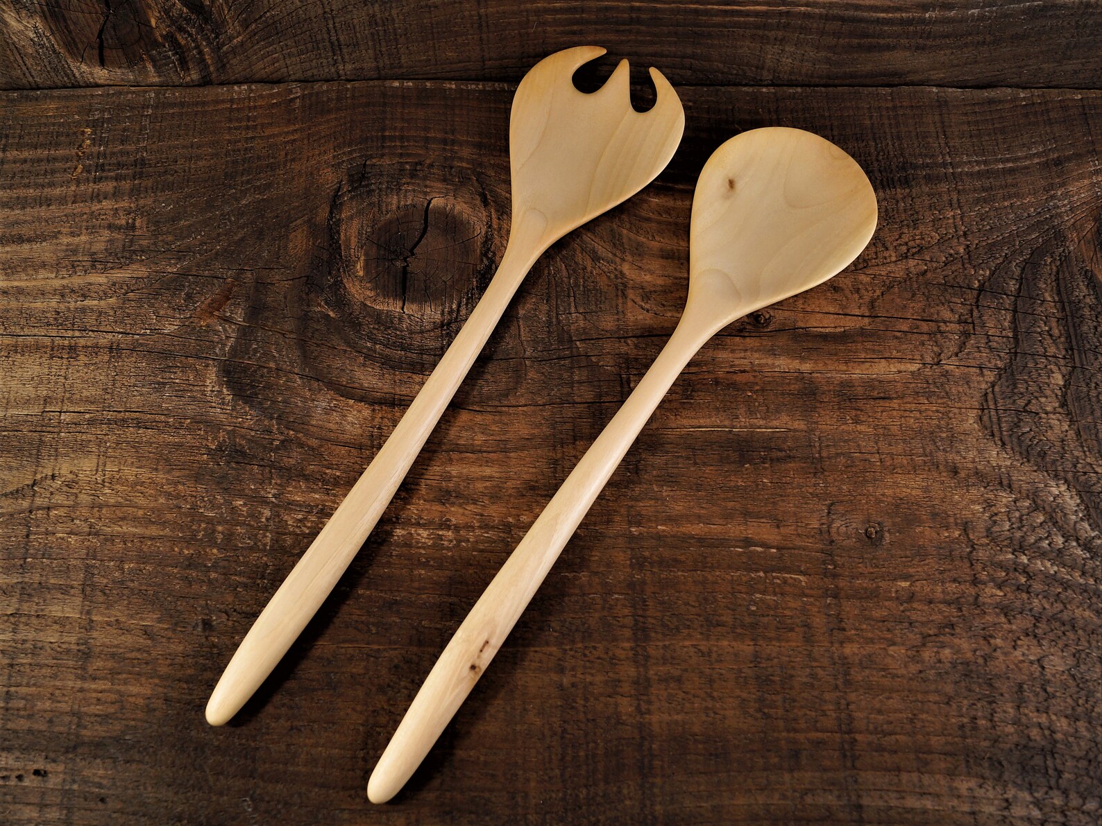 Wooden Salad Server Set Wooden Spoon Wooden Fork Wood Pasta Etsy