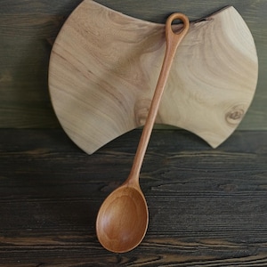 Handcrafted beechwood long serving and cooking spoon Wooden kitchen utensil for mixing stirring & serving