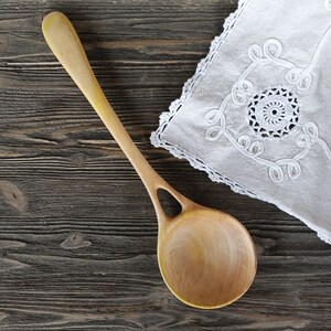 Handmade large wooden serving spoon ladle from walnut wood Unique design image 8