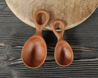 Handmade beech wood scoop set Kitchen scoop set Coffee scoop Chef's scoops Small wooden spoons