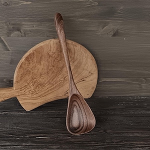 Handmade walnut wood cooking spoon Wooden kitchen utensil for mixing stirring & serving