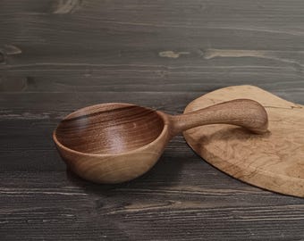 Walnut Wood Large Round Scoop Hand Carved 4 inch Bowl