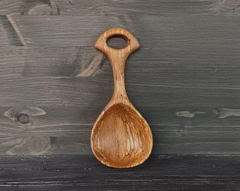 Hand Carved Spalted Beech Wood Scoop, Rustic Kitchen Flour Coffee Shovel