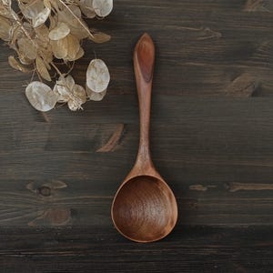 Hand-carved walnut wood ladle Wooden serving spoon  Cooking spoon Kitchen spoon