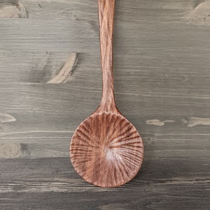 Unique handcrafted walnut serving spoon Chiseled cooking wooden spoon
