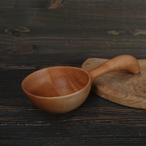 Handmade big pear wood round scoop Grain scoop Flour scoop Large kitchen wooden scoop
