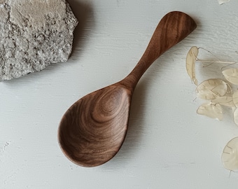 Unique short cooking spoon Handcrafted walnut wood