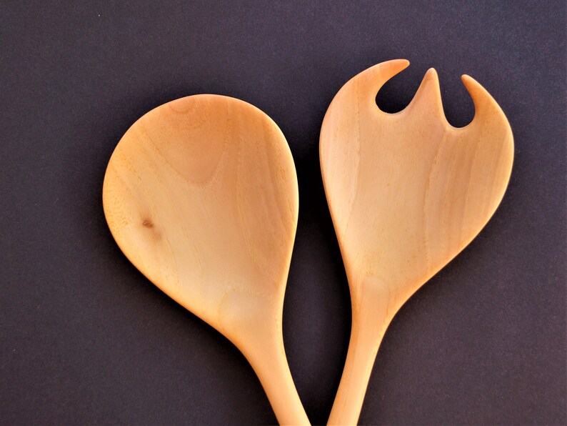 Wooden Salad Server Set Wooden Spoon Wooden Fork Wood Pasta Etsy