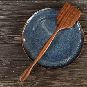 Handmade long wooden cooking baking spatula made from walnut wood