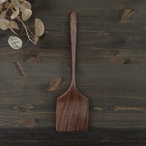Handmade wooden cooking baking spatula made from walnut wood