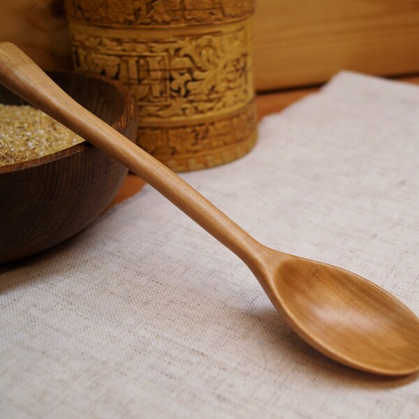 Cucchiaio di legno dal Melo, cucchiai di legno, cucchiaio di legno, utensili da cucina in legno, mangiare cucchiaio, cucchiaio cucina, posate, intagliato cucchiaio di legno
