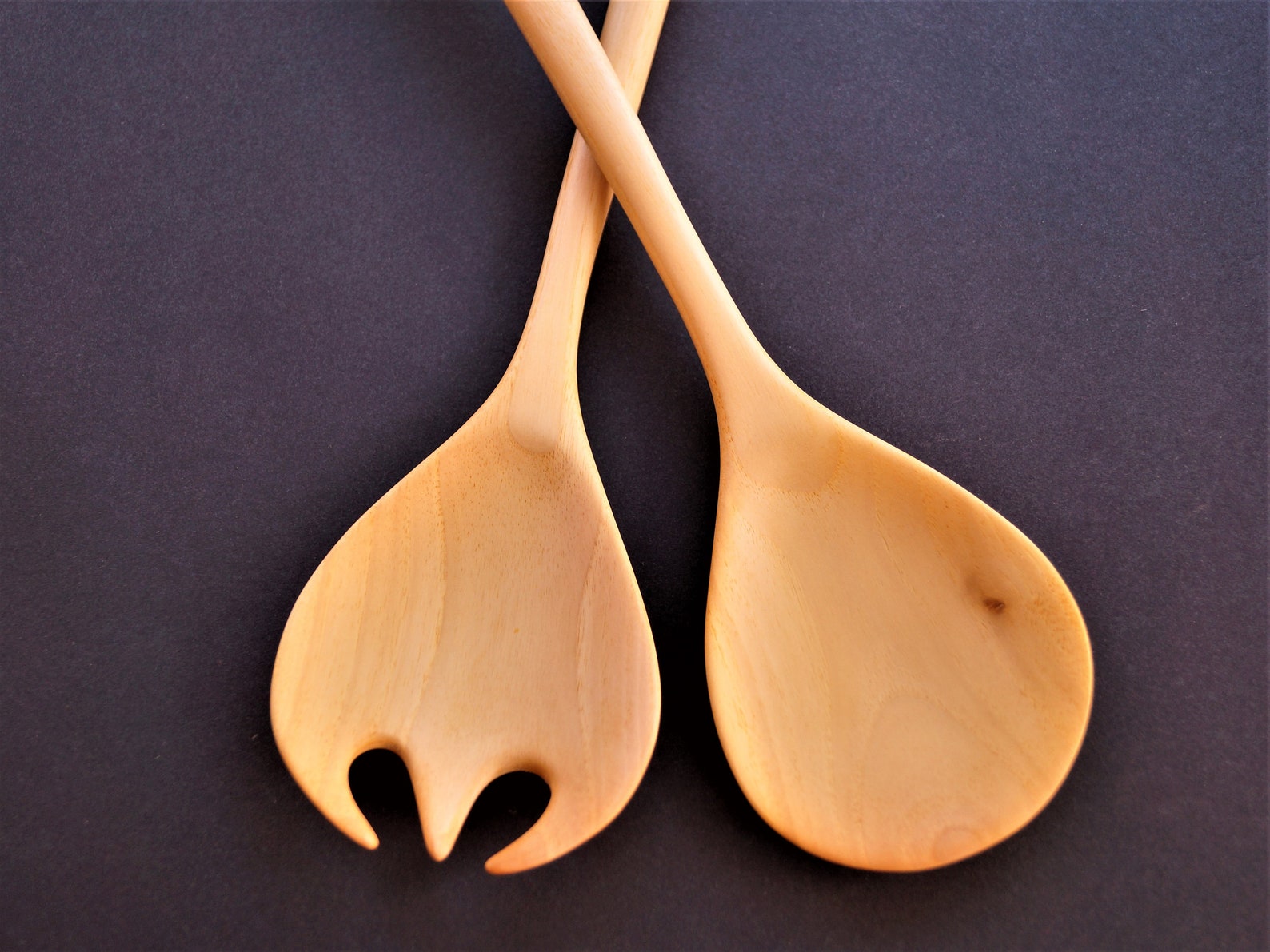 Wooden Salad Server Set Wooden Spoon Wooden Fork Wood Pasta Etsy