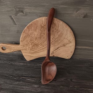 Unusual handmade walnut wood cooking spoon Kitchen wooden spoon