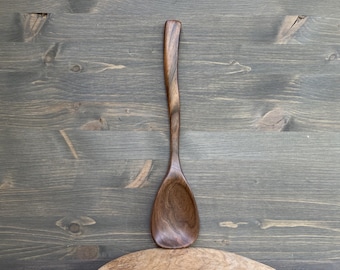 Handmade Walnut Wood Cooking Spoon, 12.2 inch Hand Carved Kitchen Spoon
