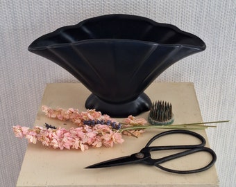 Vintage SylvaC Black glazed mangle vase. Decorative.homeware.