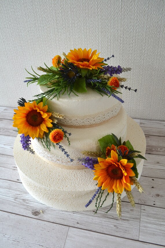 Sunflower 3 Tier Wedding Cake Toppers Cake Topper Cake Etsy