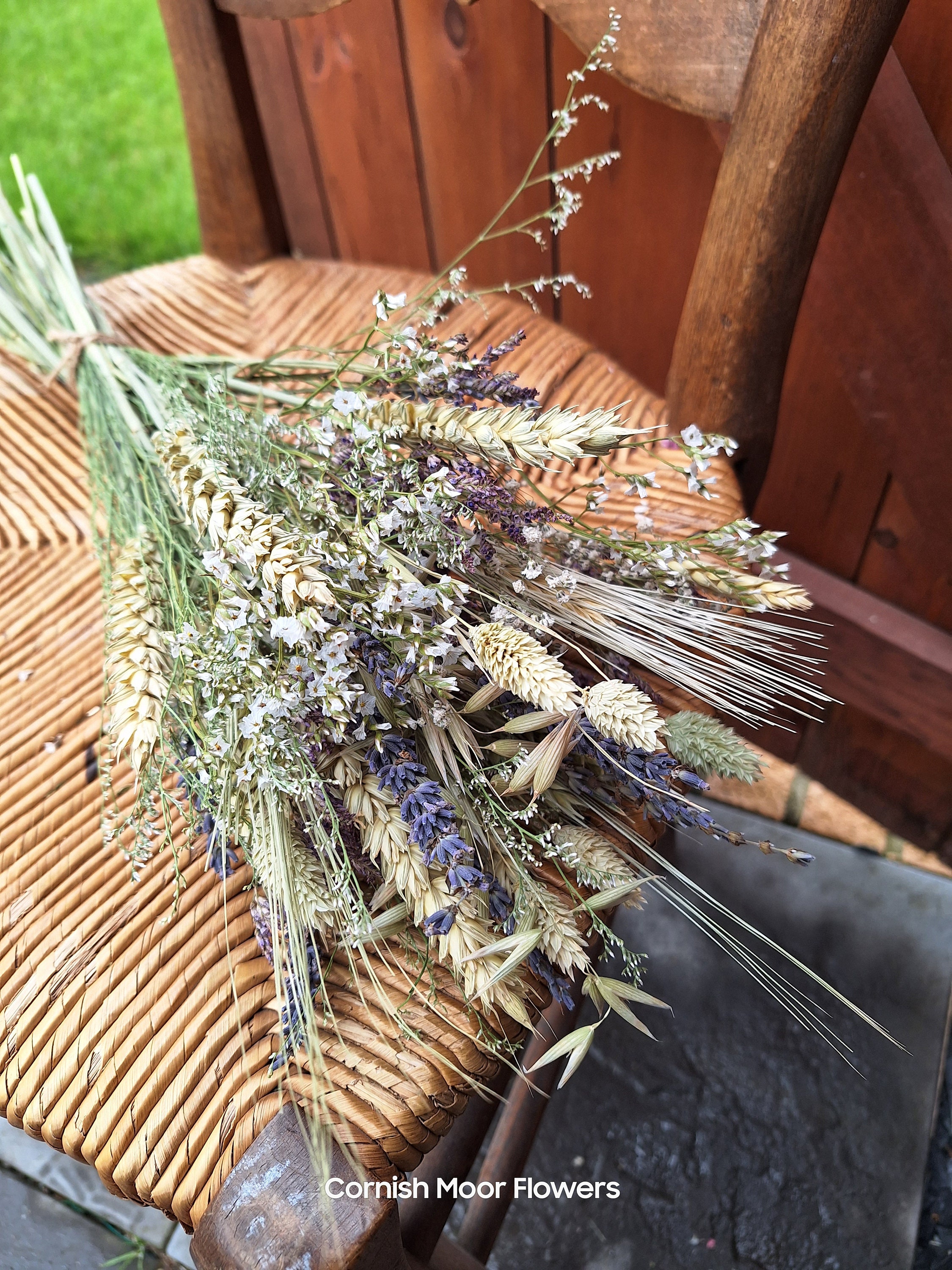 Dried Flower Arrangement. Lavender Grasses. Wheat. Gypsophila