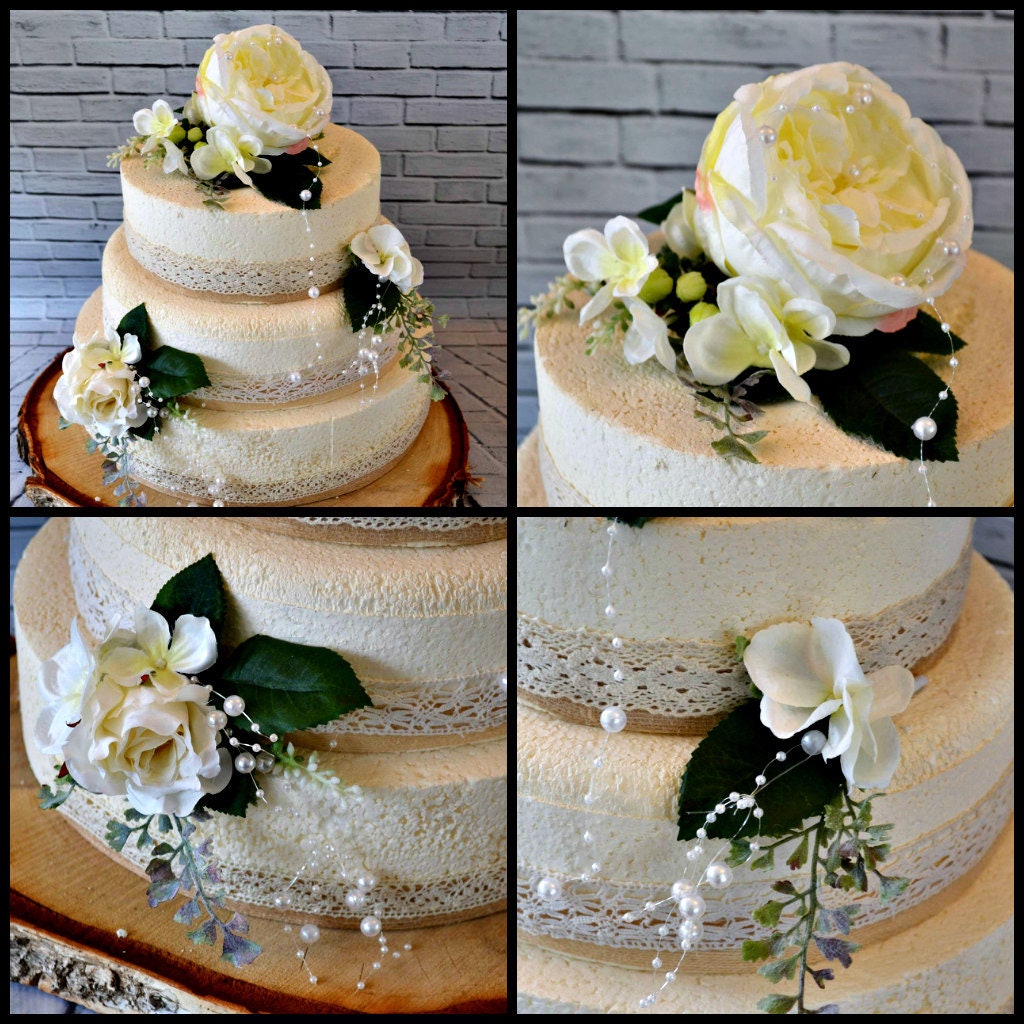 Wedding Cake Topper Cake Sprays Ivory Roses Hydrangea Etsy