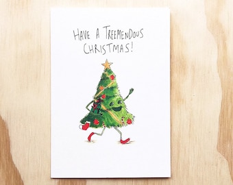 Have a Treemendous Christmas | funny christmas card | funny xmas card | funny xmas greeting card | christmas card | christmas tree