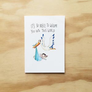 Sa nièce donc de vous accueillir dans ce monde | Carte de voeux fait main | Carte de bébé à la main | Carte de nièce | Nouvelle carte Kid | carte de bebe