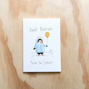 Happy Birthday, You're the Coolest | Handmade greeting card | funny Birthday Card | penguin card | animal pun | cool card | animal card