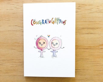 Congratugaytions - female | Handmade greeting card | Handmade engagement card | Handmade wedding card | LGBT | same sex card | lesbian card