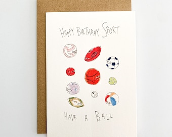 Happy Birthday Sport, Have a Ball | Handmade greeting card | Birthday card | Sport lover gift | Basketball card | football card | sport card