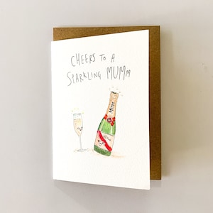 Proost op een sprankelende mumm | Handgemaakte wenskaart Liefdeskaart Moederdagkaart voor mama grappige champagnekaart