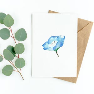 Fiore blu / Carta acquerello / Regalo per qualsiasi occasione / Interno vuoto / Dipinto a mano