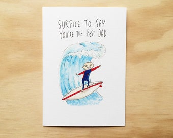 Surfice to Say, You're The Best Dad Fathers day card Handmade greeting card | Fathers day gift | dad card | Surf card | best dad card