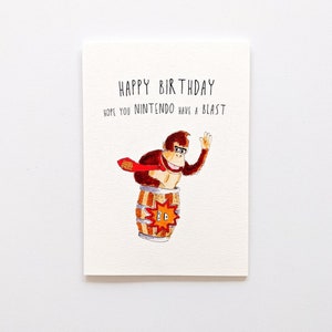 Alles Gute zum Geburtstag, hoffen Sie Nintendo haben eine Blast Cards | Gut gezeichnete handgezeichnete Karten | 300gsm C Korn Aquarell Papierkarte