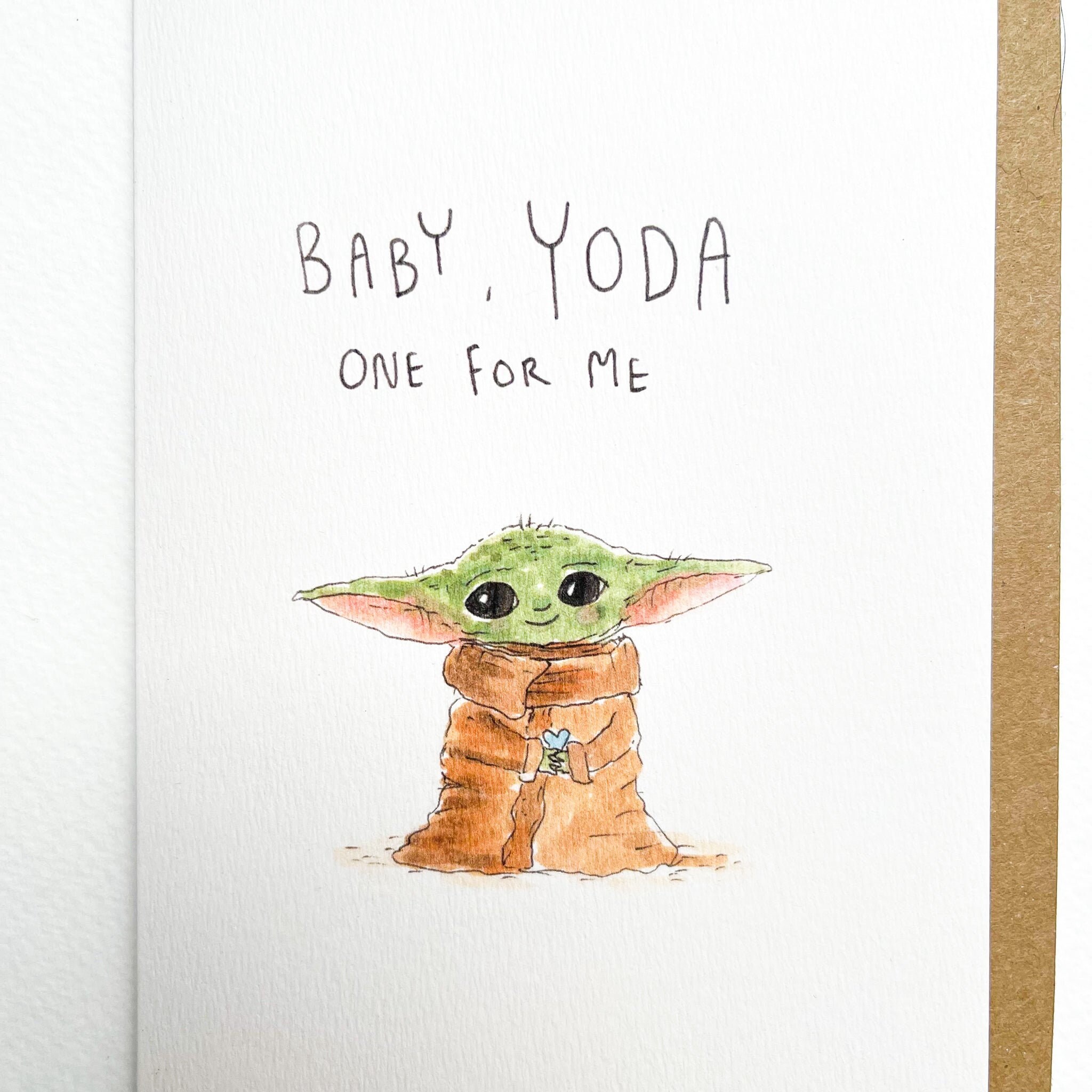Baby Yoda One for Me Handmade Greeting Card Funny Star - Etsy Sweden