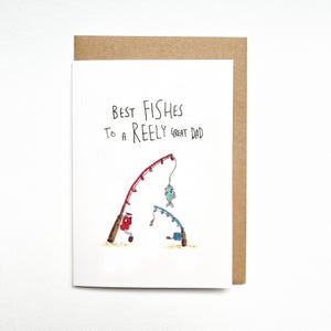 Los mejores peces para un gran papá / Tarjeta divertida del Día del Padre / Tarjeta de felicitación con juego de palabras / Regalo para papá / Interior en blanco / Dibujado a mano