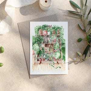 Cat Books and Shelves | Watercolour Card | Any Occasion Gift | Blank Inside | Hand Painted
