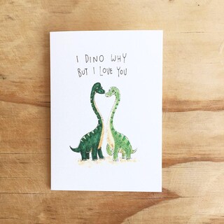 Biglietto San Valentino A Tema Dinosauro Con Busta Rossa – Interno Vuoto Per Messaggio Personalizzato