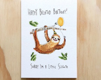 Happy Birthday Sloth Greeting Card - Etsy