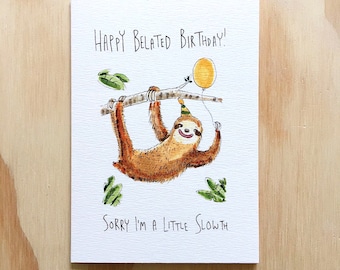 Happy Birthday Sloth Greeting Card - Etsy