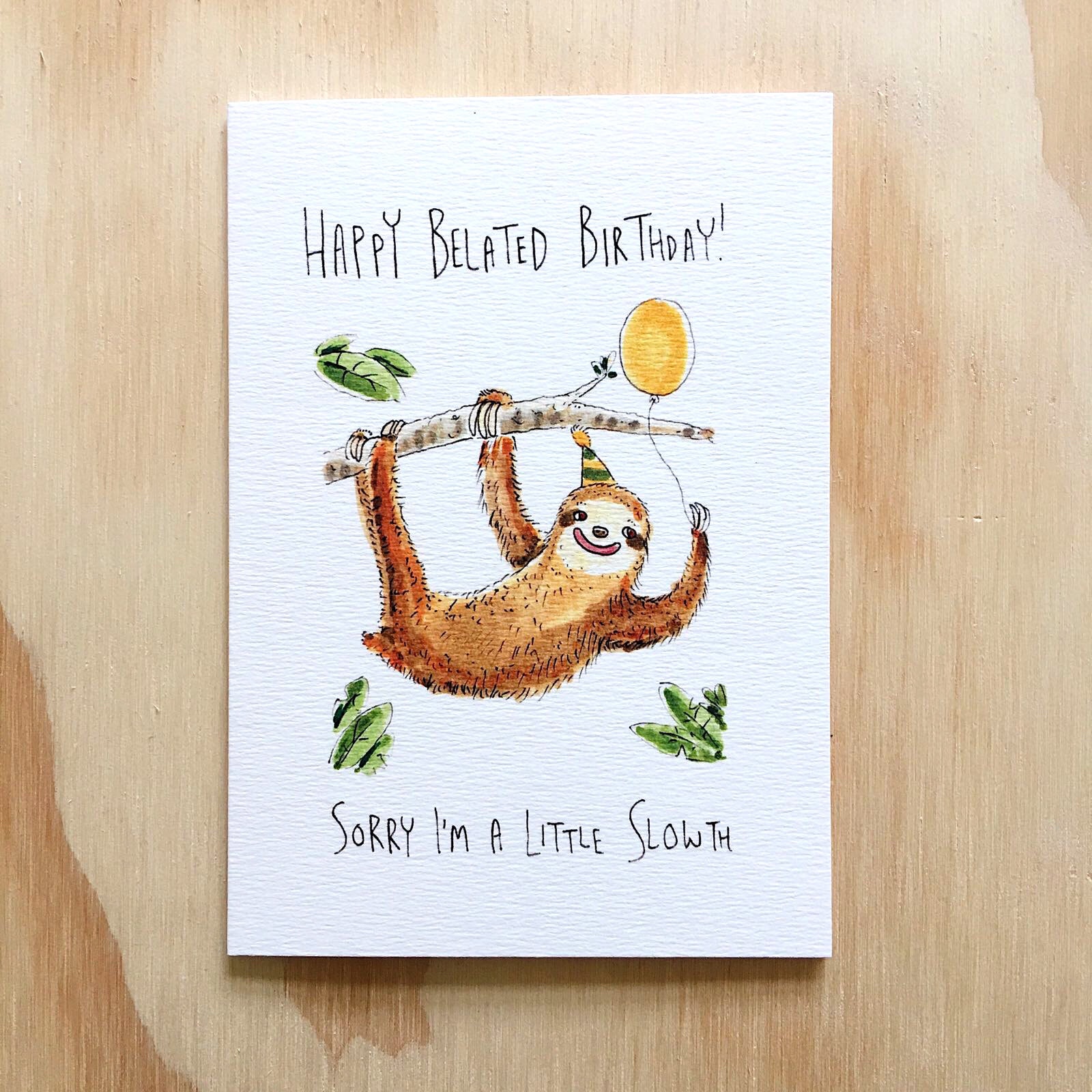 Old English Co. Funny Belated Birthday Card For Women And Men - 'Pretend This Was On Time' Late Birthday Card For Him Her - Sweet Turtle Design - Cute Birthday Card For