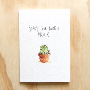 Sorry voor het zijn van een lul | Handgemaakte wenskaarten | Sorry wenskaart | kaart van de Apologie | Prik | cactus kaart | sappige kaart | plant woordspeling