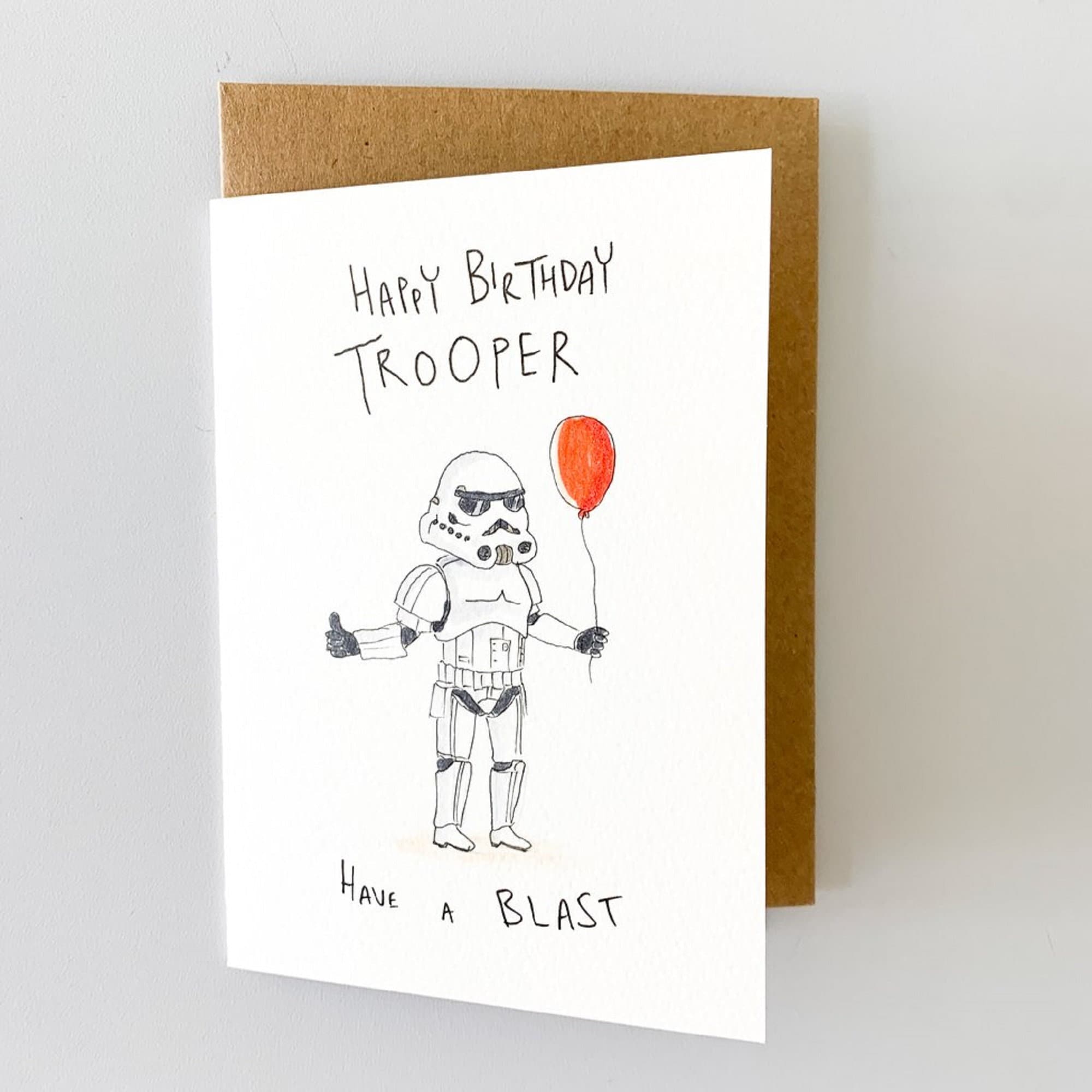 Happy Birthday Trooper Have a Blast Hand-drawn Designed and - Etsy Finland